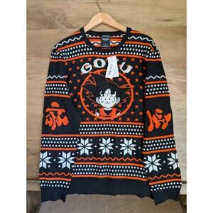 Boxlunch Sweater Mens Medium Black Dragon Ball Z Goku Holiday Long Sleeve NWT